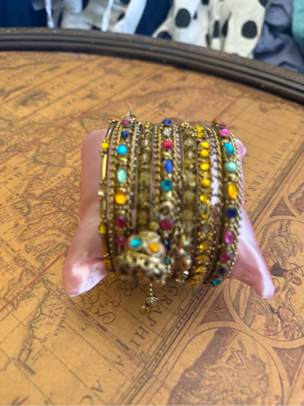 Gold-Tone Multicolor Stone Bangle Bracelet Set - Women's Jewelry